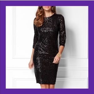 NWT Eva Mendes for New York & Company Black Sequin Cocktail Dress 18